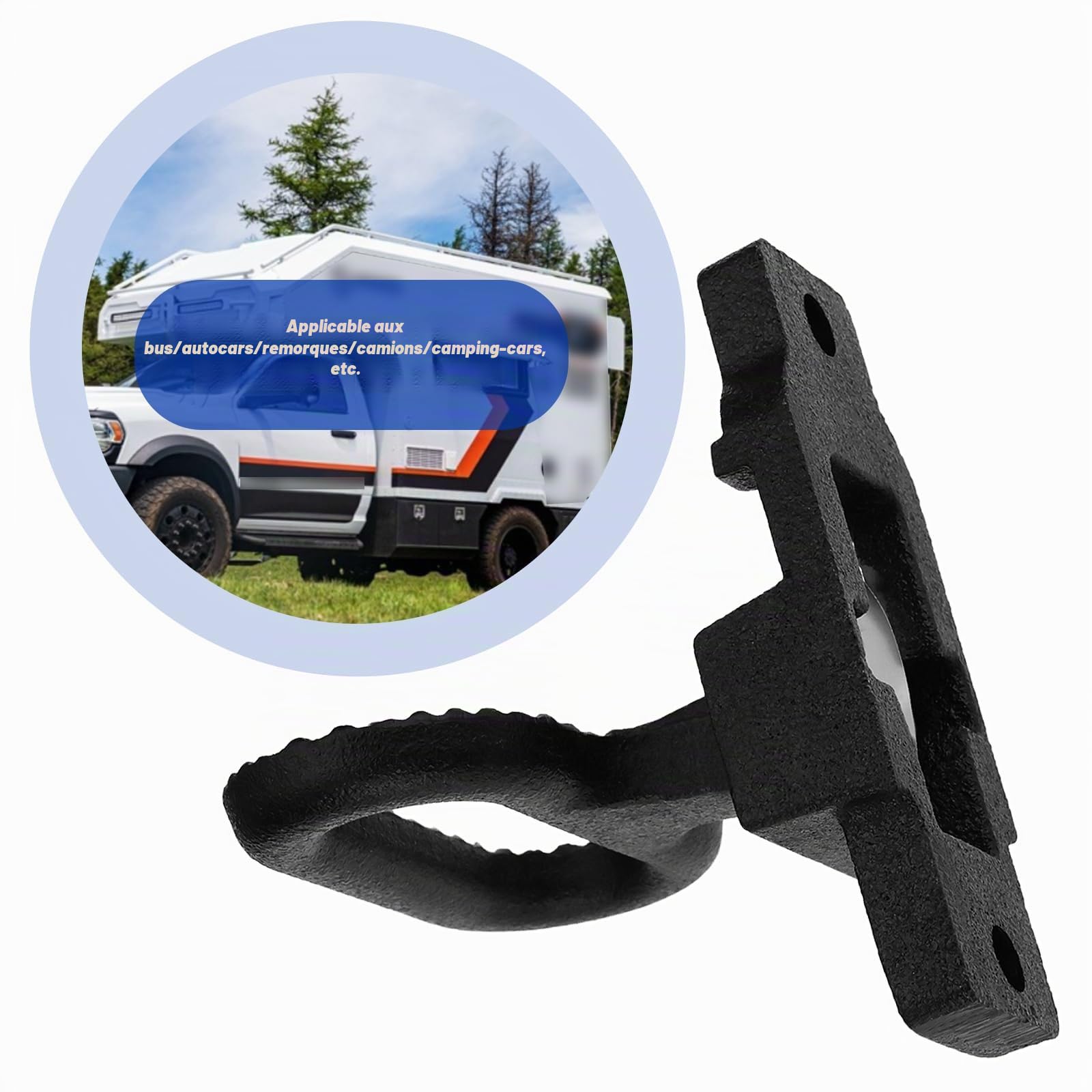 1 pc Marche latérale pliante en acier galvanisé ultra-résistant 10 cm x 5,3 cm Noir peint antidérapant pour autobus, remorque pour chevaux, camion, camping-car - Plateforme robuste et sécurité
