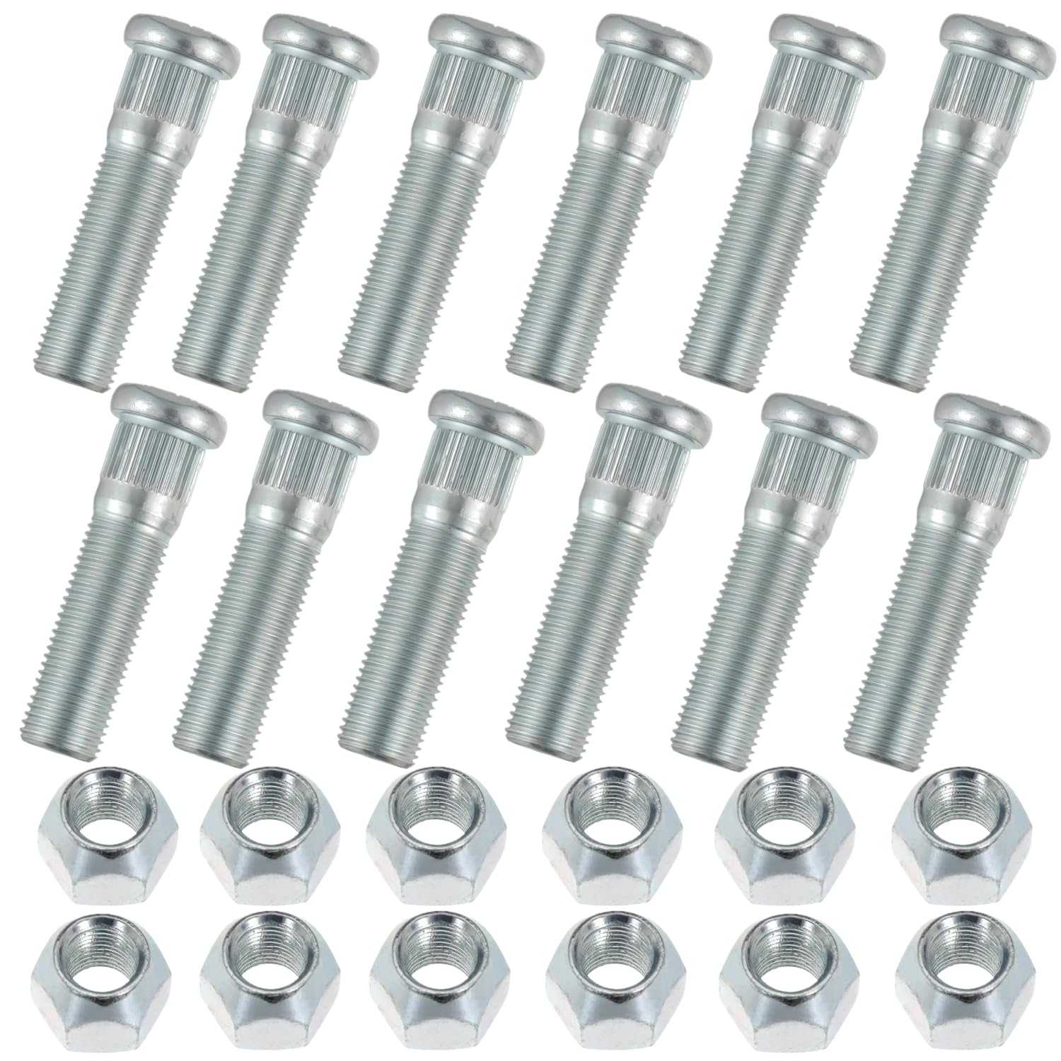 Photo 1 of 12Sets Wheel Stud with Nuts for Traile for Lippert Trailer for Axles 2,000 lb to 3500 lb with 1/2"-20 UNF Thread Size, 0.54" Spline, 0.69" Head, 2.2" Total Length