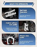 Vista 3 de DAYUAN Kit de herramientas de servicio frontal profesional, extractor de brazo Pitman, separador de rótula, herramienta removedor de barra