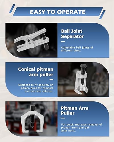 Miniatura 3 de DAYUAN Kit de herramientas de servicio frontal profesional, extractor de brazo Pitman, separador de rótula, herramienta removedor de barra de