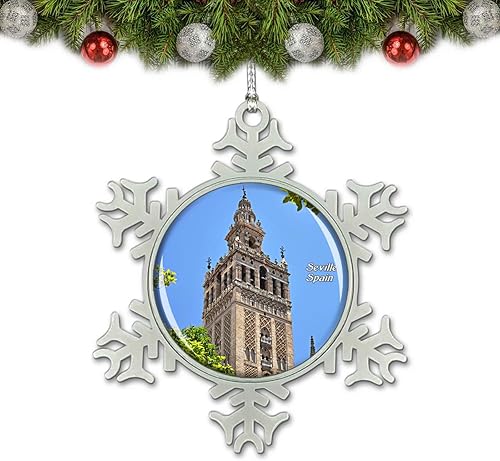 España Giralda Torre Sevilla Adorno de Navidad Decoración Árbol Cristal Metal Recuerdo Regalo