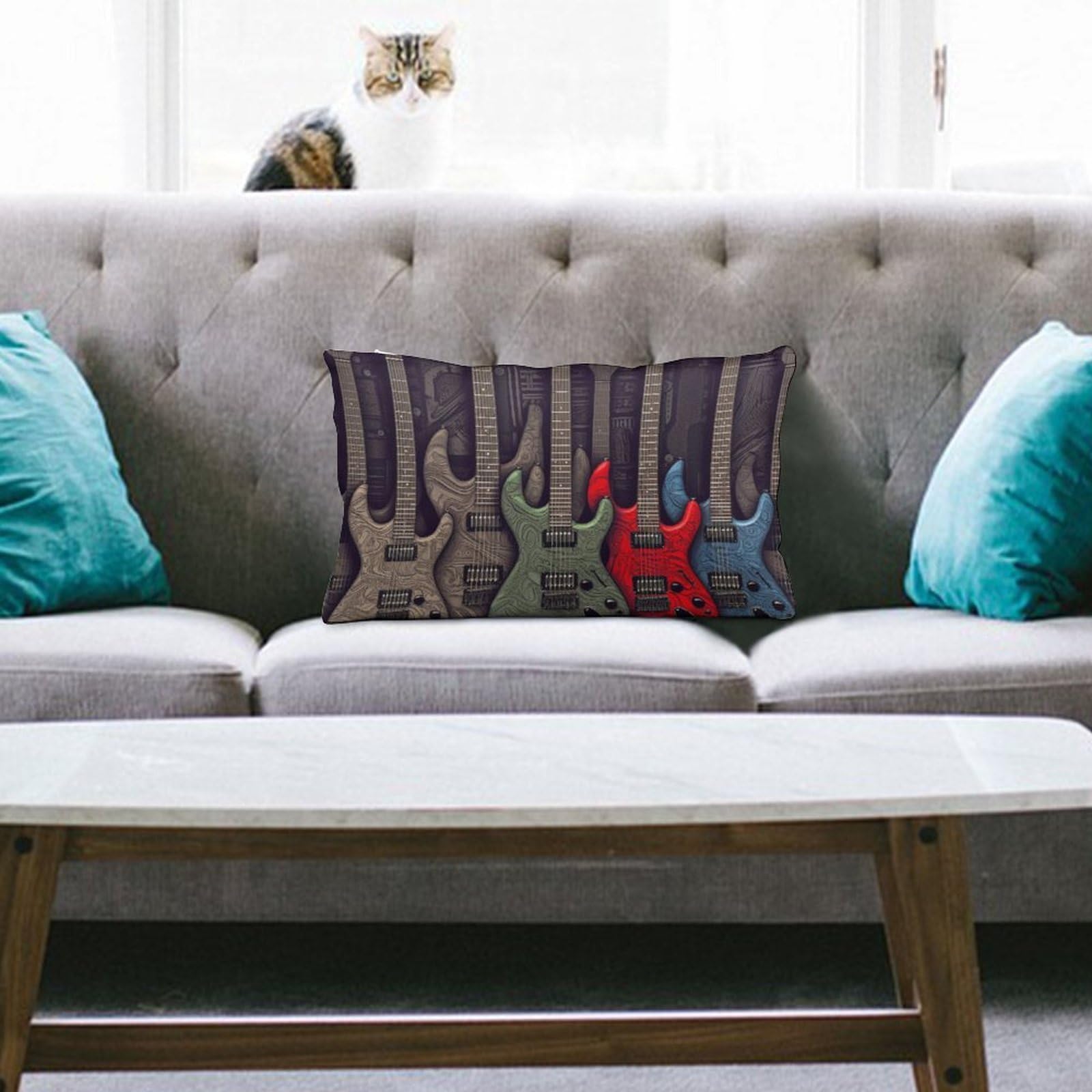 NTVOWPZO Decoration Throw Pillow Covers 8"x12" Pillowcases Covers Guitar Pattern Soft Pillowcases Modern Farmhouse Home Decor Sofa Cushions Covers for Couch Bed Living Room