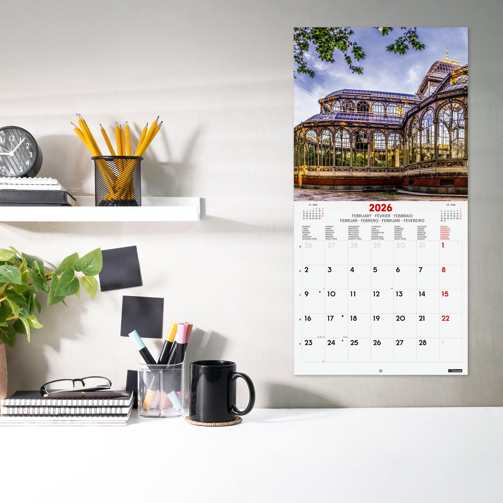 Finocam Wall Calendar 2026 18x18 Cm Month To View January, December 2026 + Sep- Dec 2025 (4 Months) Reduced, Images Nature, International