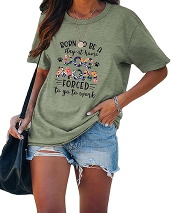 Womens Dog Mom Shirt Born to Be A Stay 