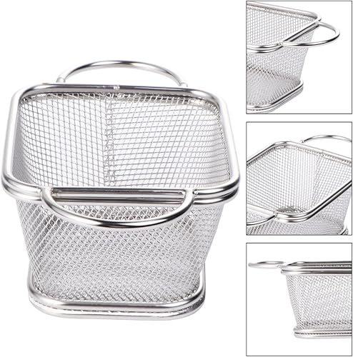 Miniatura 9 de PRETYZOOM Colador de acero inoxidable Colador de acero inoxidable Cestas para servir Fría Cesta de freidora de pavo Cesta de cocina para freír chips