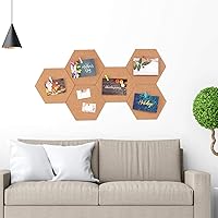 Vista 7 de HBlife Hexagon Cork Board Tiles 10 Pack Self-Adhesive Corkboards for Wall Pin Board Decorative Bulletin Board for Office Home Kitchen with 50