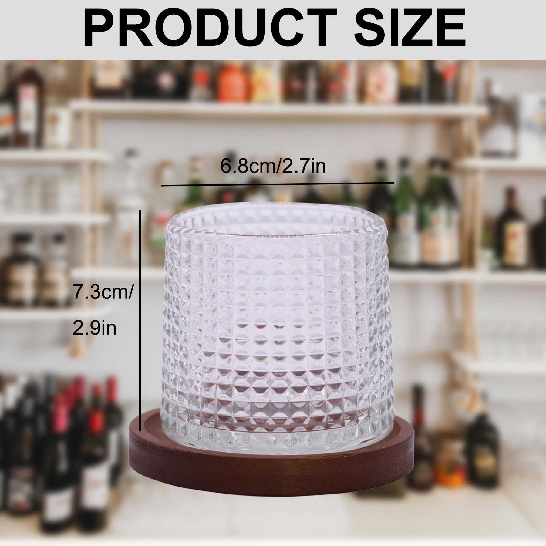 Obrotowe szklanki do whiskey, szklanki do whisky z podkładkami, staromodne szklanki do degustacji Scotch, Bourbon i koktajli, prezenty dla mężczyzn na urodziny, 160 ml, 1 zestaw
