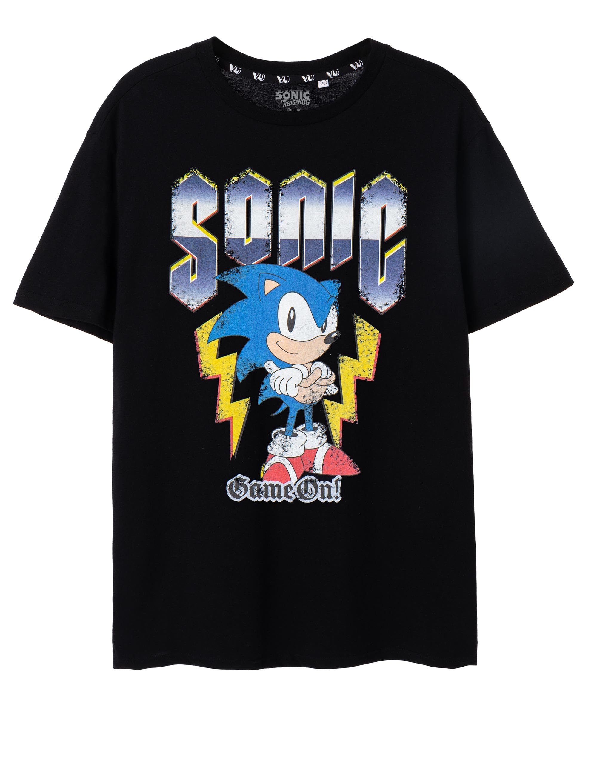 Sonic the Hedgehog "Game On" Black Cotton Short Sleeve T-Shirt for Men - XXL