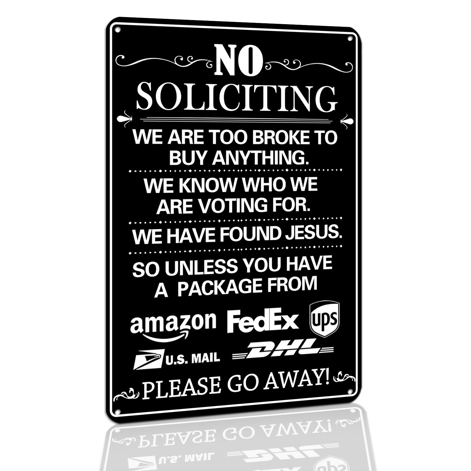Hesanqian Funny No Soliciting Sign - Metal Do Not Ring Bell,8x12 Inch