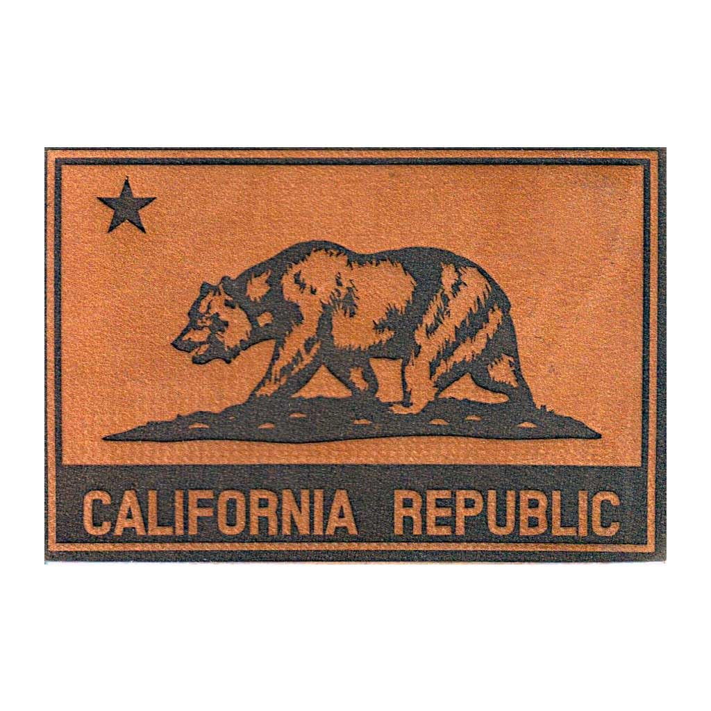 California Flag Morale Patch | Premium Leather, Strong Hook Backing, Attach to Hats, Jeans, Vest, Coat | 2x3 in | Brown | by Pull Patch
