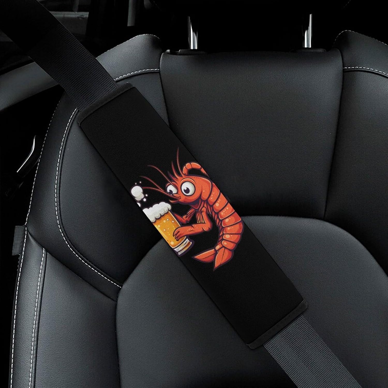 Shrimp Beer Car Seat Strap Covers Soft Seat Strap Shoulder Pads Seatbelt Covers for All Car Seats 2PCS