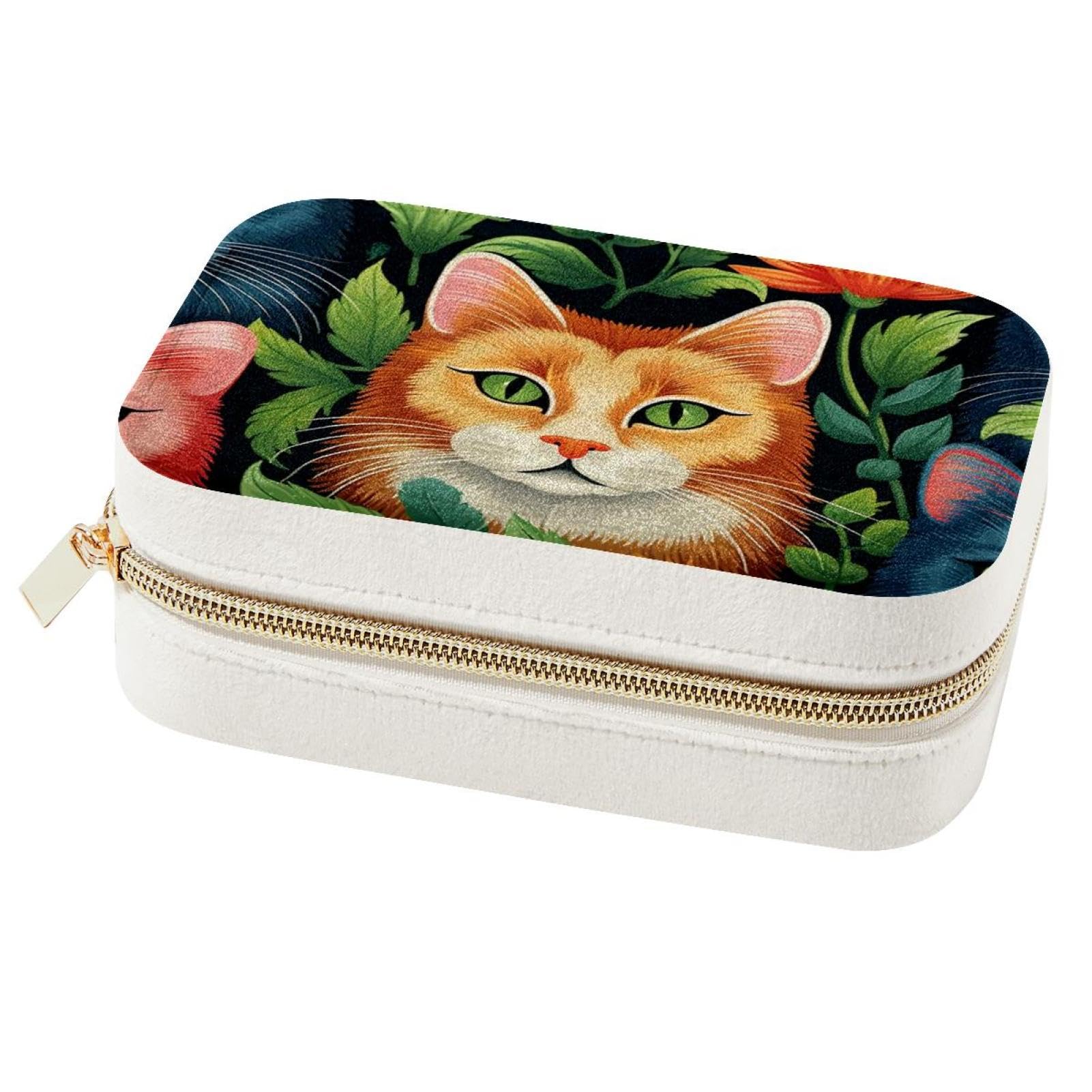 Boîte à bijoux portable motif chats idée cadeau femme