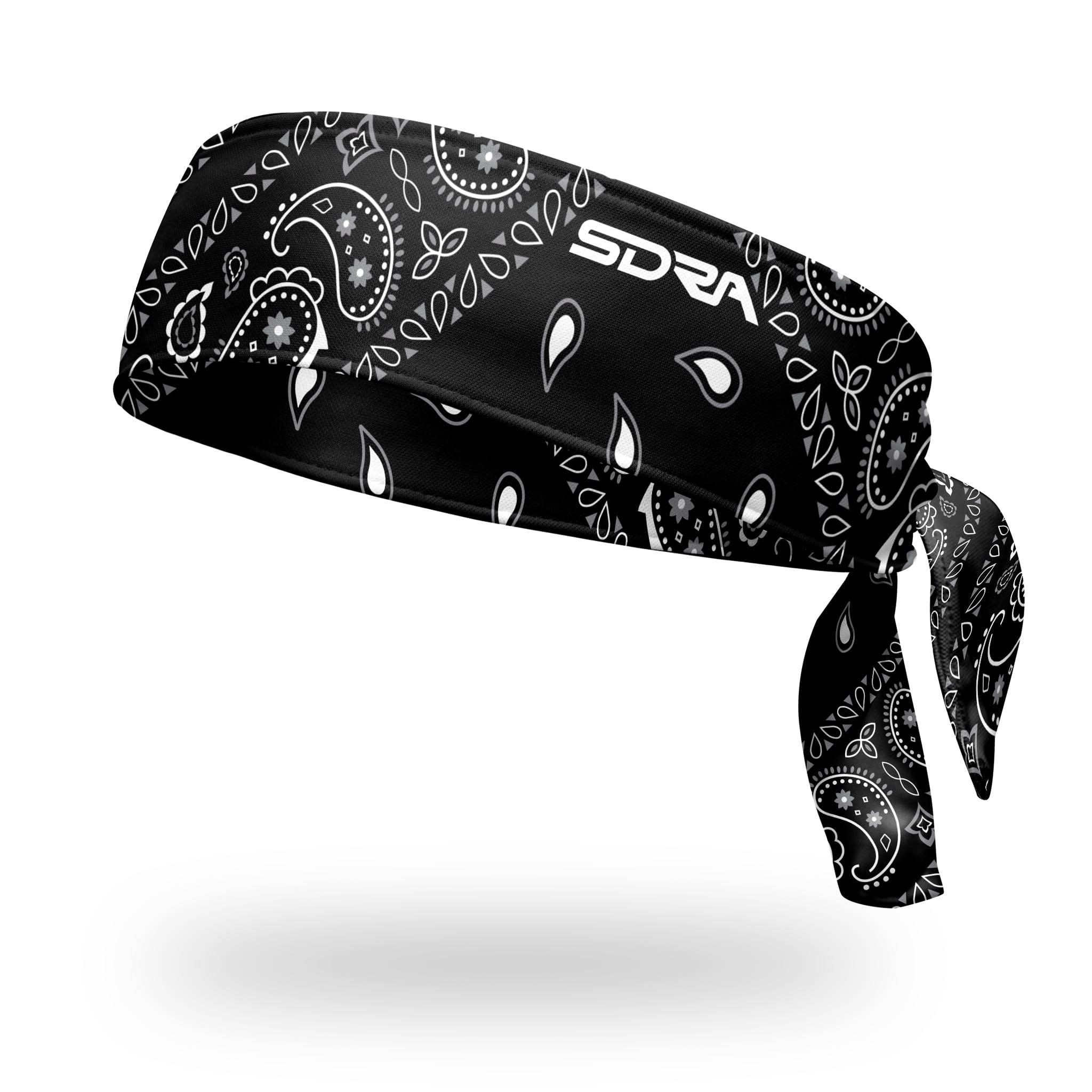 Suddora Paisley Print Bandana Headband, Multi-Sport Boho Style Bandana for Indoor Outdoor Use, Breathable & Non-Slip Fabric, Unisex Head Accessory for Bikers, Halloween (Black Tie)