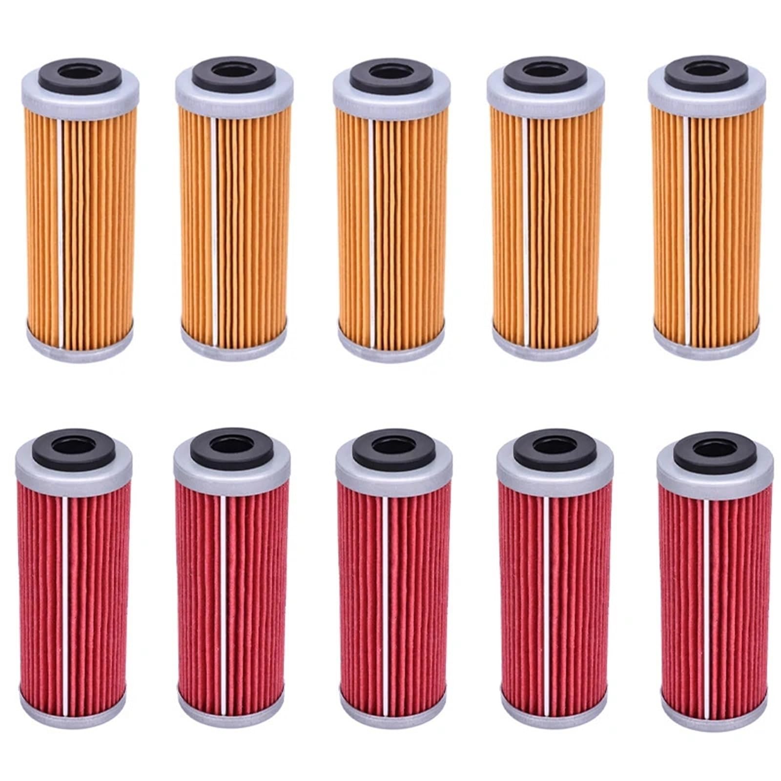 Motocyklowe Filtr Filtr oleju pasuje do K/TM SX SXF SXS EXC EXC-F EXC-R XCF XCF-W XCW SMR Freeride 250 350 400 450 505 530 Motocyklowe filtry oleju(Red Yellow 10PCS)