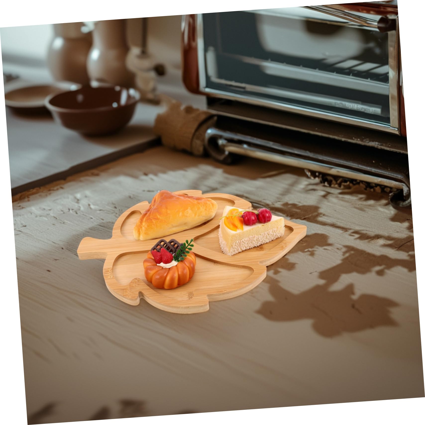 VOSAREA Plat de Service en Bois de Feuille, Compartimenté, pour Fruits
