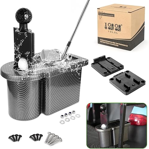 Golf Cart Ball and Golf Club Head CleanerWasher 2-in-1 with Universal Bracket-Removable-Fits EZGO TXT RXV & Club Car DS Precedent & Yamaha Models