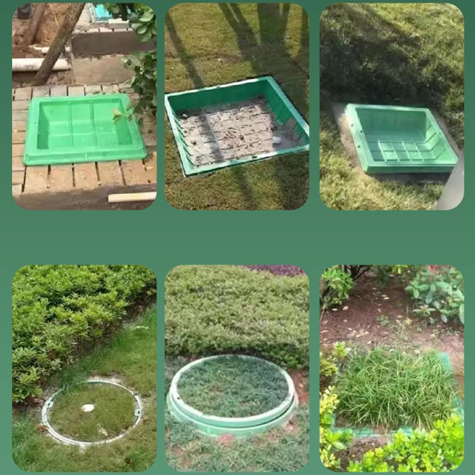 Couvercle De Regard Rond Solide HJLKDYM – Résine Renforcée Acier, Antidérapant, Vert 30x3 Cm, Pour Fosse Septique, Jardin & Trottoir
