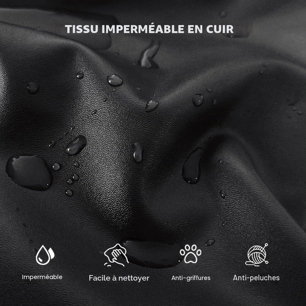 FANSU Housse de Fauteuil Relax Extensible 2 Places, Cuir PU Housse de Fauteuil Relax Inclinable Electrique avec Poche, 6 Pièce Protege de Meubles pour Canapé (2 Places,Noir)
