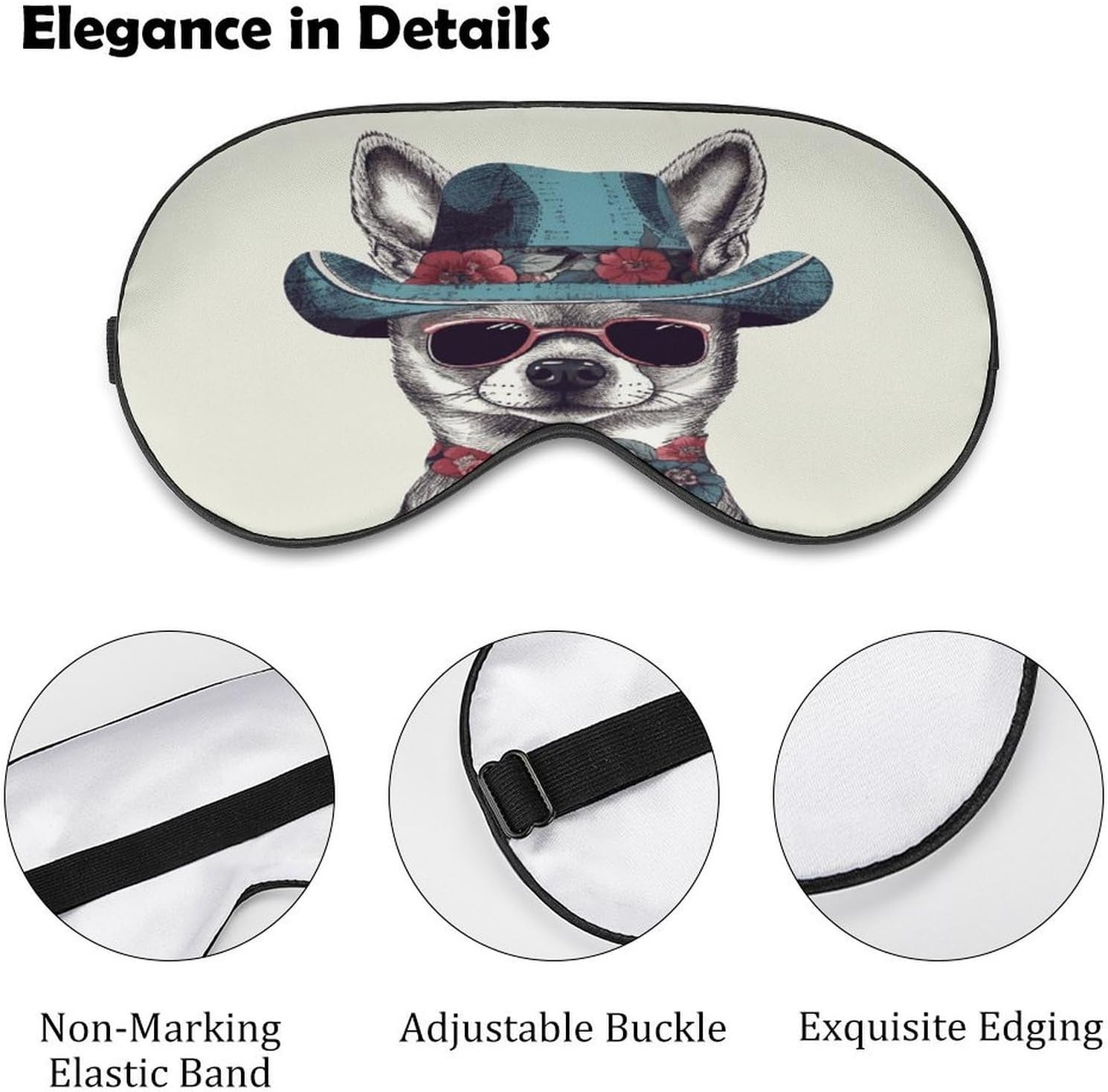 Chihuahua Dog Wearing Hat Eye Mask Sleep Mask Night Blindfold image 3