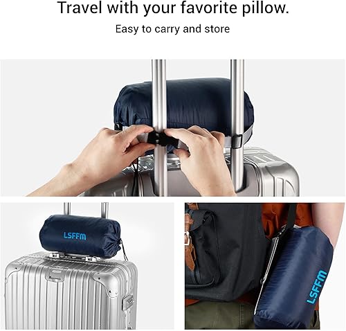 Miniatura 3 de Almohada de espuma viscoelástica para campamento, fácil de plegar, artículos esenciales para acampar, almohada de viaje pequeña con bolsa portátil,