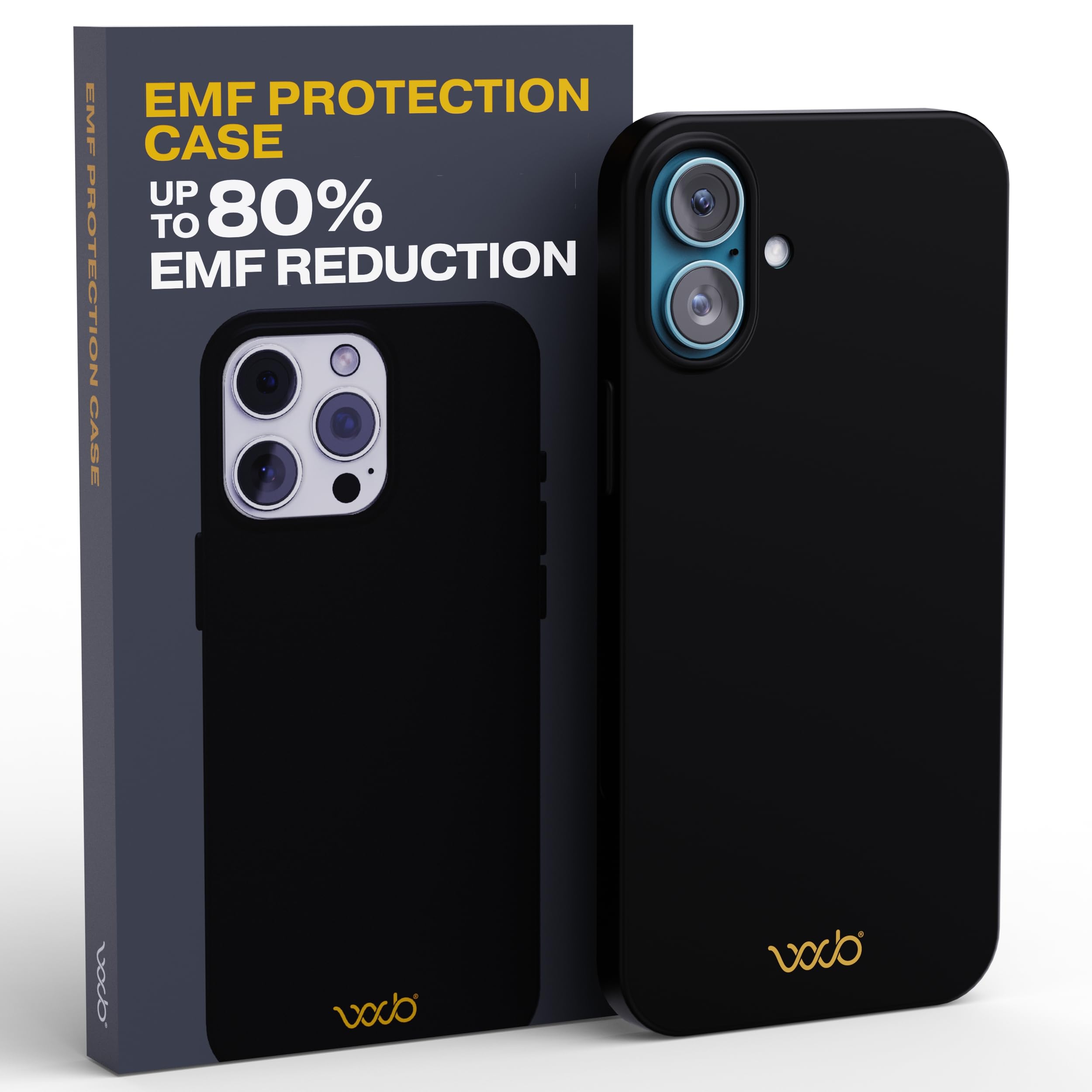 WAVEBLOCK EMF Protection Silicone iPhone Case, Radiation Blocker Cell Phone Case, 5G Shield Reduction, Lightweight, USA Patented and Tested in FCC Lab, iPhone 16 Plus Black