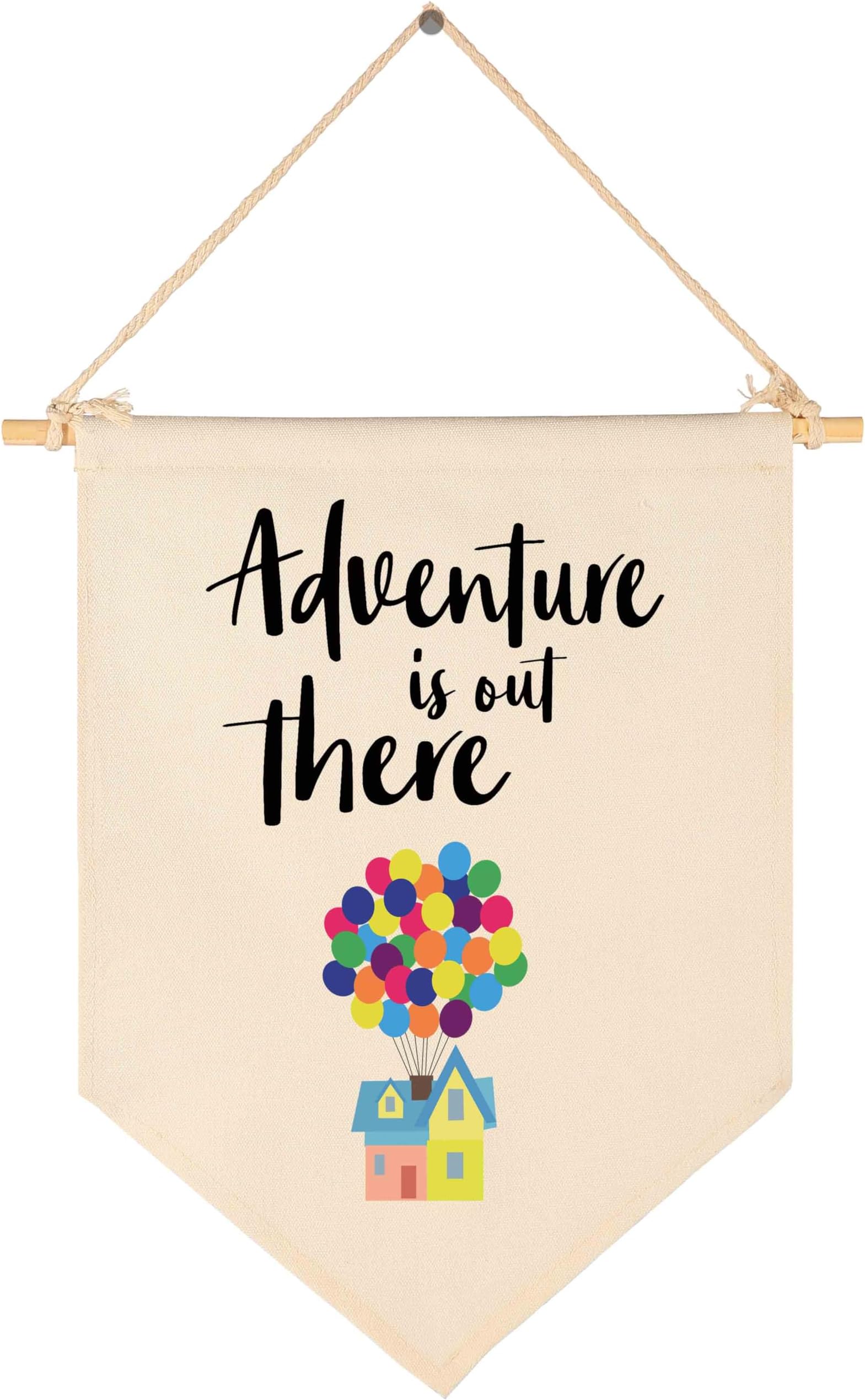 Adventure Is Out There-Canvas Hanging Pennant Flag Wall Sign Decor Gift for Baby Kids Girl Boy Nursery Teen Room-Travel Around the World