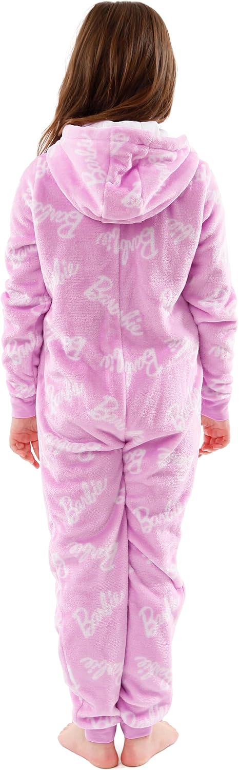 Barbie Onesie For Girls | Girls Onesie | Pink Fleece Pajamas For Kids | Official Merchandise