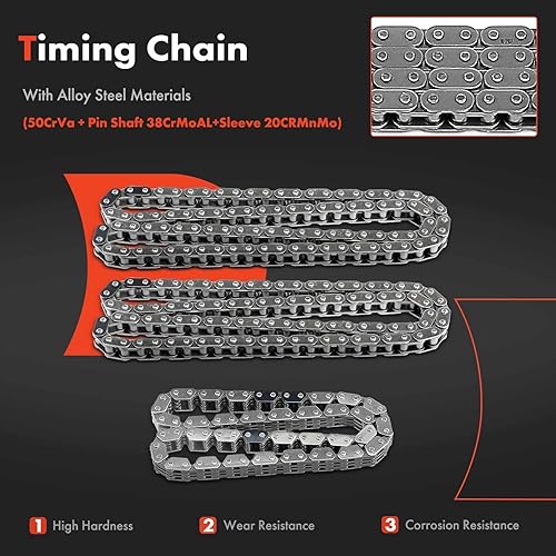 Miniatura 4 de A-Premium Kit de cadena de distribución del motor con tensor - compatible con SOHC, 6Cyl 3.7L - Compatible con Dodge, Ram, Jeep y Mitsubishi -