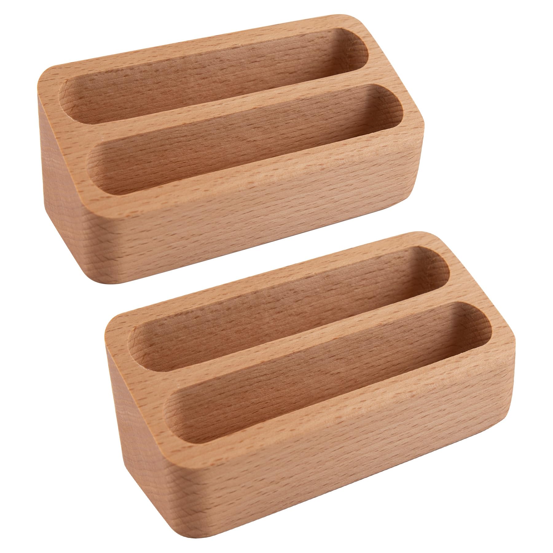 Porte-cartes de visite en bois 2 grilles bureau support rangement