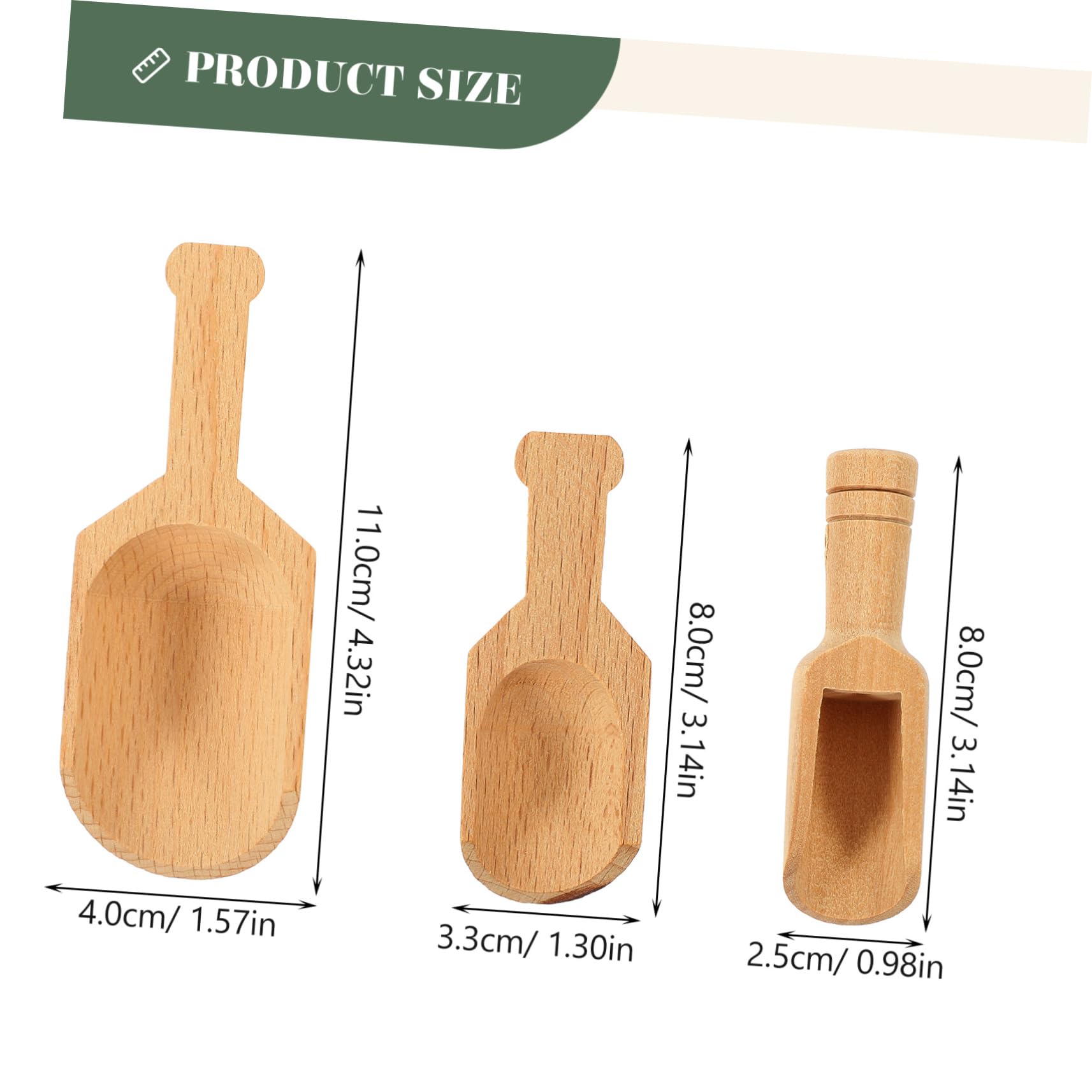 JECOMPRIS 3pcs Wooden Bath Salt Scoops Multipurpose Natural Wooden Spoons for Sugar Tea and Powder Elegant Japanese Style for Home Use and Daily Tasks