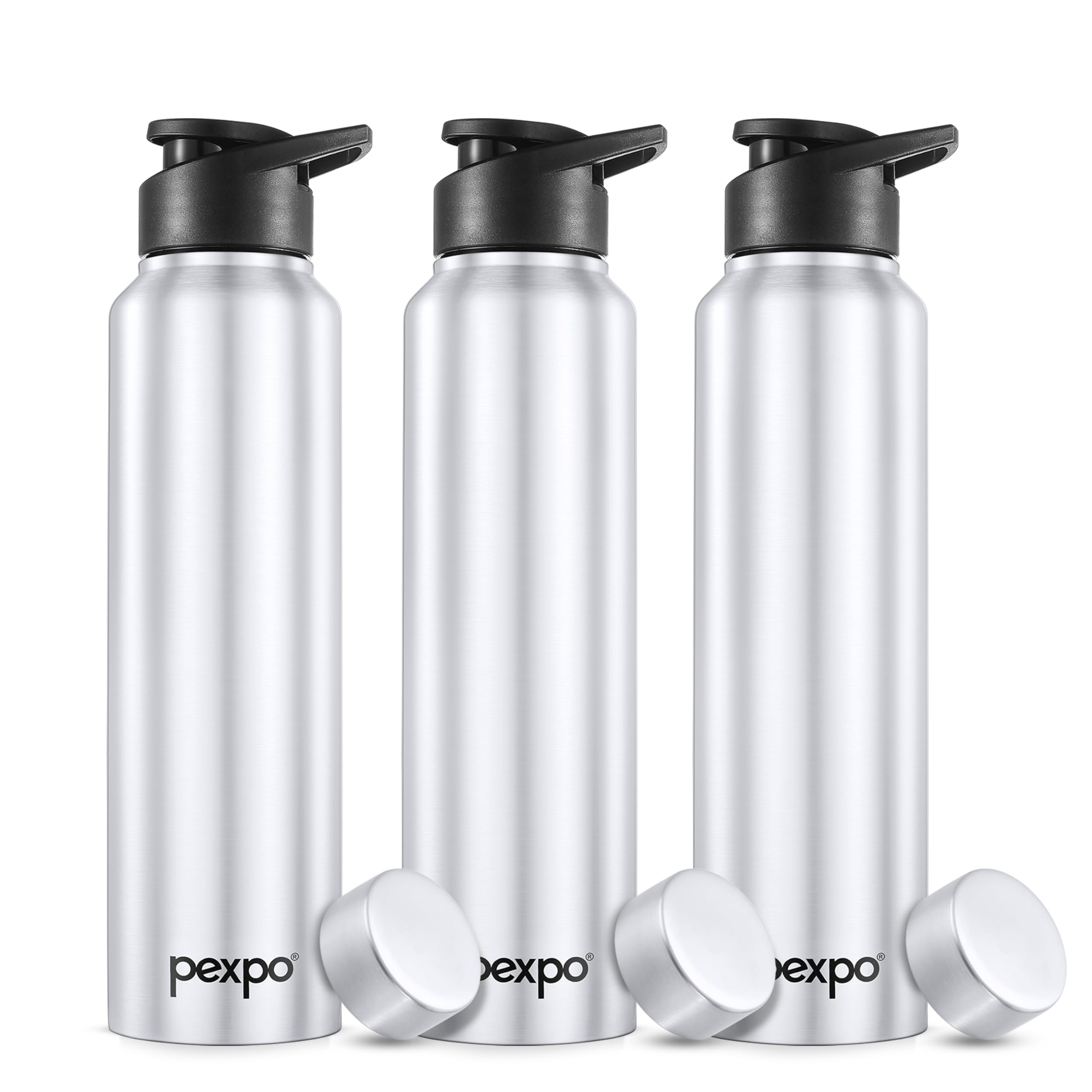 Go24 pexpo Stainless Steel Water Bottle Chromo Silver 950ml