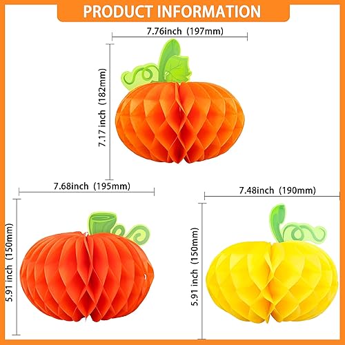 Miniatura 2 de Gyufise 6 centros de mesa de calabaza, calabaza de papel, panal, calabaza, centros de mesa de calabaza, calabazas de tejido 3D, decoración colgante