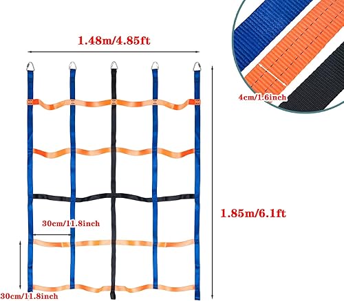 Vista 2 de Red de escalada para niños al aire libre, red de carga de escalada, accesorios para patio de recreo, juego de columpios de red de escalada para Azul