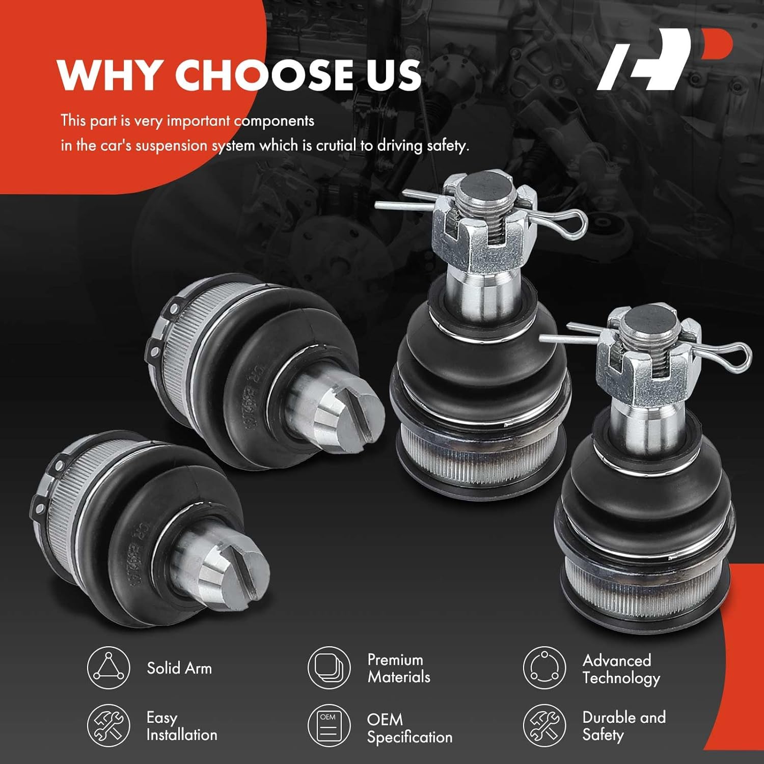 A-Premium Set of 4, Front Upper & Lower Ball Joints Kit, Compatible with Ford Explorer 1991-1994, Ranger 1989-1997, Bronco II 1989-1990, Mazda B2300 B3000 B4000 1994-1997, Navajo 1992-1994, RWD