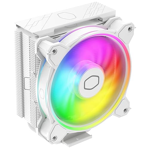 Cooler Master Hyper 212 Halo White CPU Air Cooler, 120 Halo² PWM Fan, Dual Loop ARGB, Aluminum Top Cover, 4 Copper Heat Pipes, 154mm Tall, AMD Ryzen AM5|AM4, Intel LGA 1851|1700|1200 Brackets