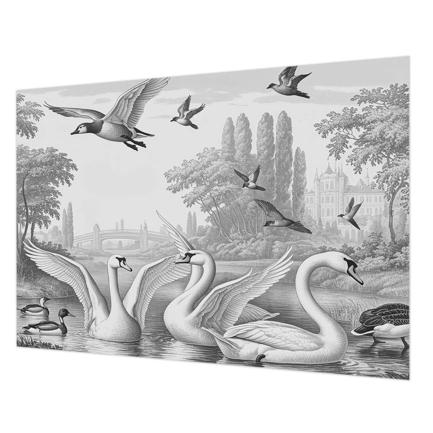 Papier peint intissé paysage classique lavable pour effacer les taches