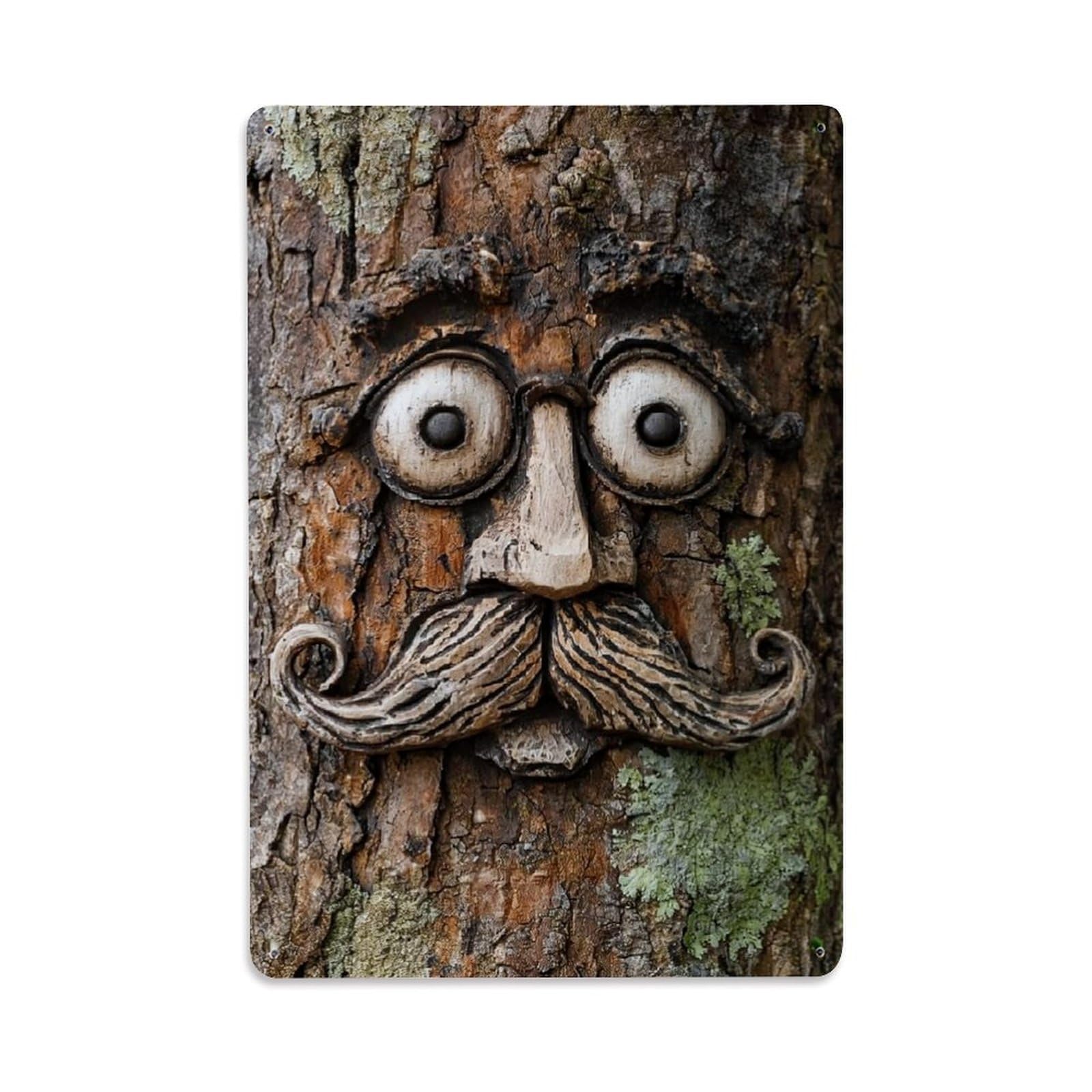 Jdfenggu Vintage Face Carved Tree Bark Retro Metal Tin Sign, Decor Art Poster For Bar, Home, Man Cave, Kitchen, Laundry Room Gift 8X12inch