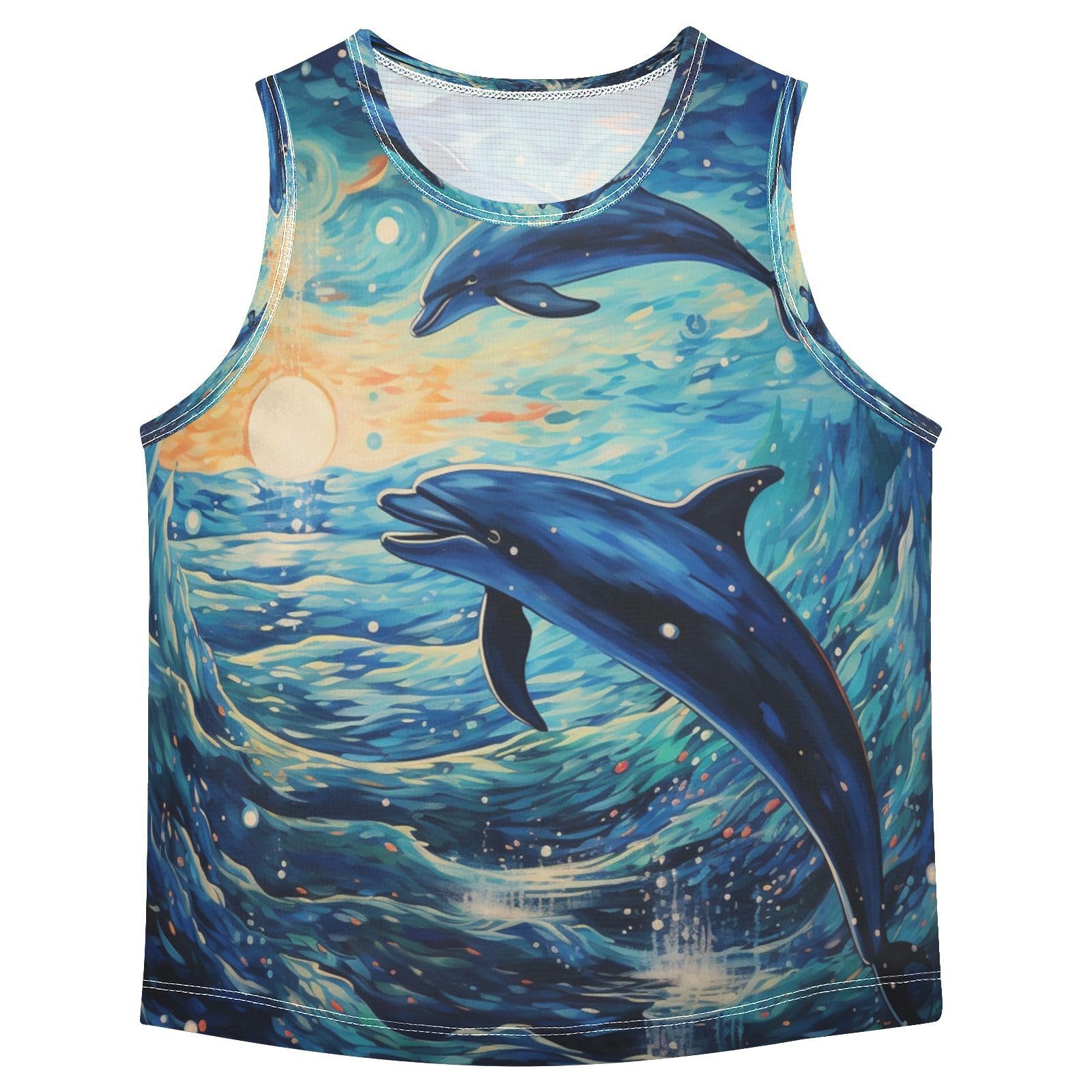 DelfíN ArtíStico Camisetas Sin Mangas Tipo Tank Top para Niños Jóvenes Ideales para Actividades Deportivas
