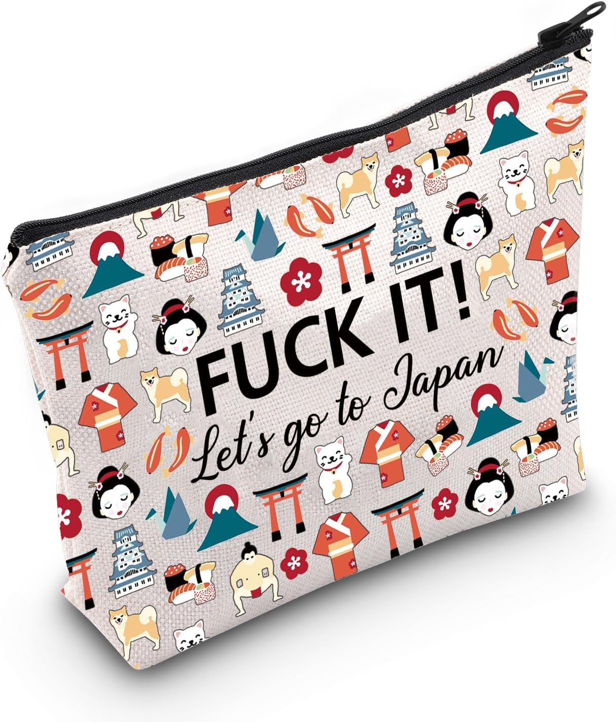 MNIGIUJapan Cosmetic Makeup Bag Japan Travel Gift Japan Travel Pouch Girls Trip to Japan Gift for Her (Go to Japan)