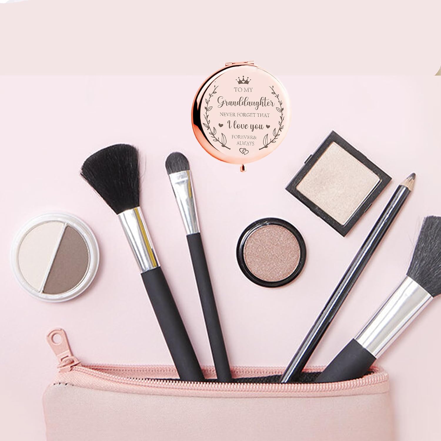 Granddaughter Compact Makeup Mirror from Grandma & Grandpa, Ideal for Birthday Gifts, Includes Travel-Size Mirror & Light image 5