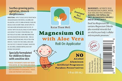 Miniatura 5 de Rodillo de aceite de magnesio para niños, calmante roll-on con aloe vera, manzanilla romana y lavanda, apoyo calmante para la ansiedad, nerviosismo