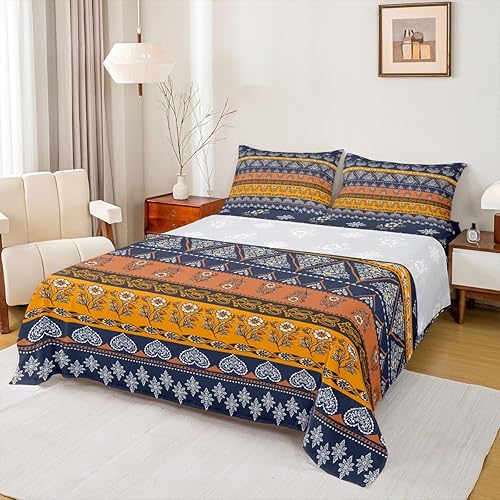 Erosebridal Southwestern - Juego de sábanas nativas indias americanas, tamaño matrimonial, sábanas aztecas a rayas, estilo bohemio, juego de sábanas