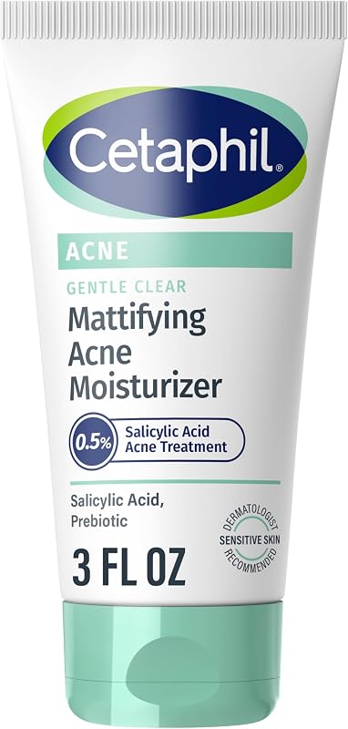 Cetaphil Hidratante facial, suave y transparente matificante para el acné con 0,5% de ácido salicílico, hidrata y trata la piel sensible propensa al acné, cuidado de la piel para pieles sensibles, 3 oz (paquete de 12)