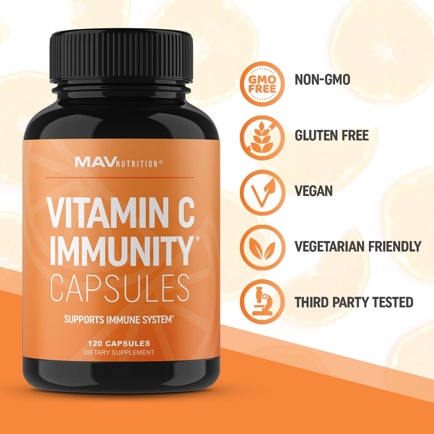 Vitamin C | 2000MG Per Serving | For Immune Support & Collagen Building | Non-GMO, Gluten-Free, Vegan & Vegetarian-Friendly, 3rd-Party Tested | Ascorbic Acid | 120 Capsules Per Bottle (2 Pack)