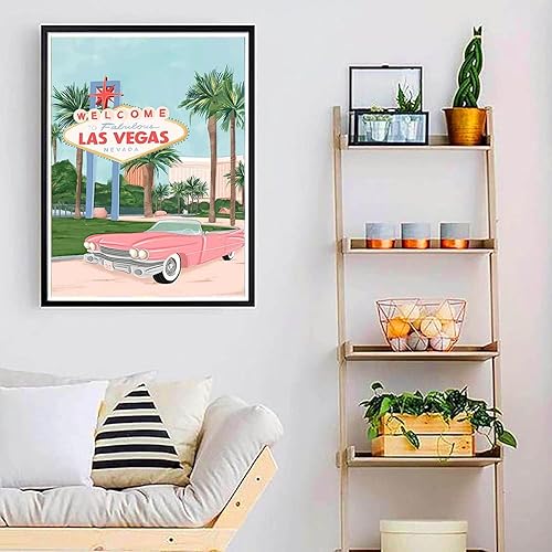 Miniatura 2 de KTHOFCY Kits de pintura de diamantes 5D para bricolaje para adultos y niños, paisaje del mundo (Las Vegas), taladro completo bordado de punto de