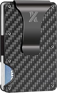 Carbon Fiber Wallet ,RFID Blocking Minimalist Credit Card Holder-Slim Metal Wallet, Slim Money ClipCredit -for Fathers day Gift, Black, Minimalist