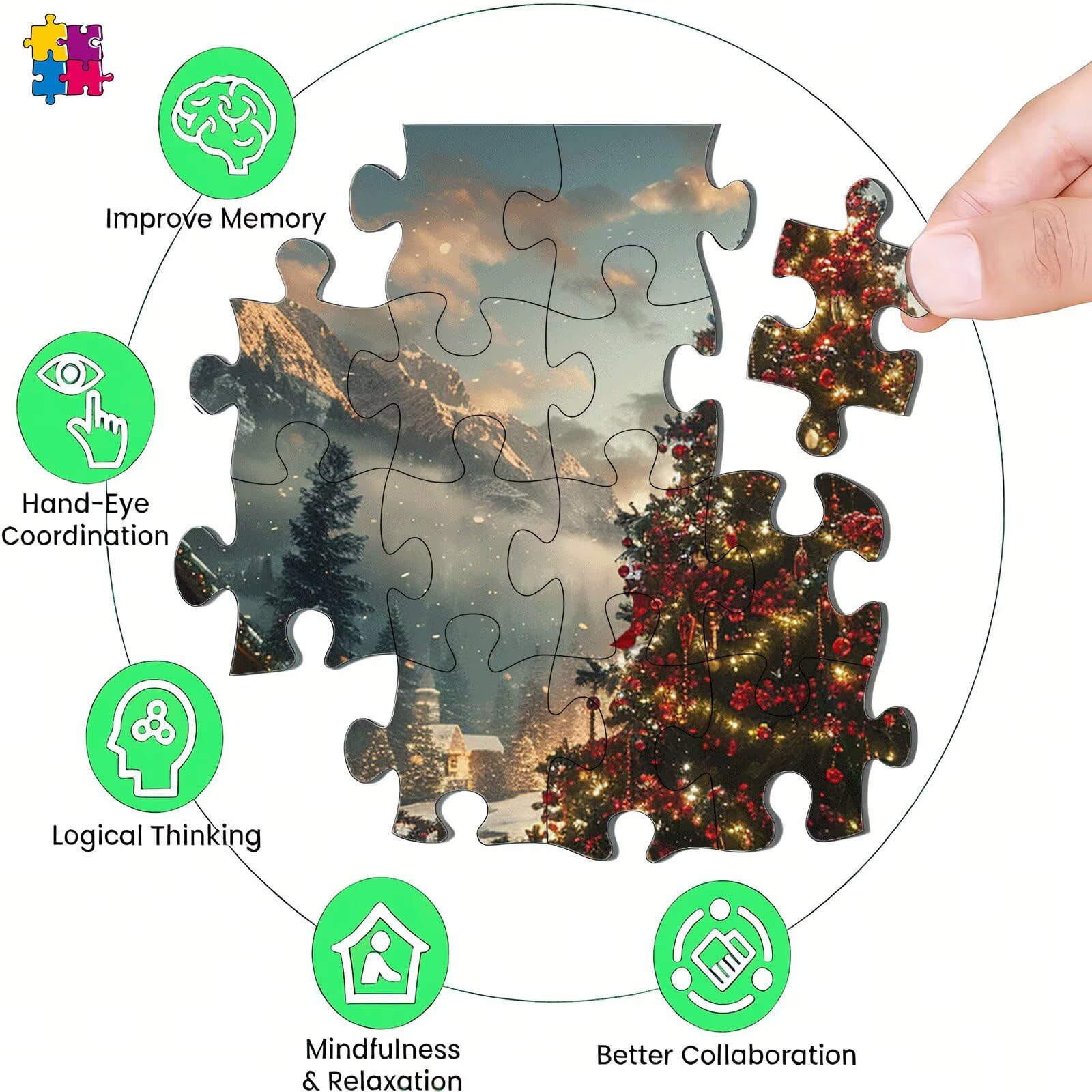 Puzzle 2000 elementów, budka choinki puzzle 2000 elementów dorośli i dzieci, wysokiej jakości artystyczna łamigłówka, 99,5x70,5 cm Klasyczna gra puzzli dla dorosłych, prezent dla kobiety/mężczyzny s7h