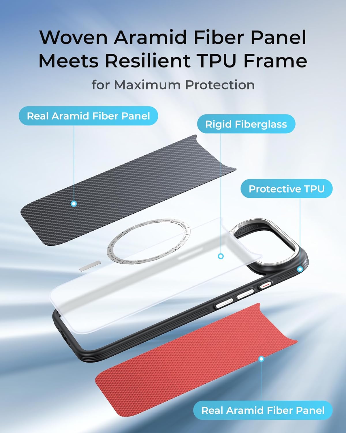 Maledan for iPhone Air Case Carbon Fiber - Slim iPhone 17 Air Case with Caseless Feel [Fit for MagSafe][Real 600D Aramid Fiber] Shockproof Magnetic Thin & Light Cases iPhone 17Air Anti-Scratch Cover - Image 3