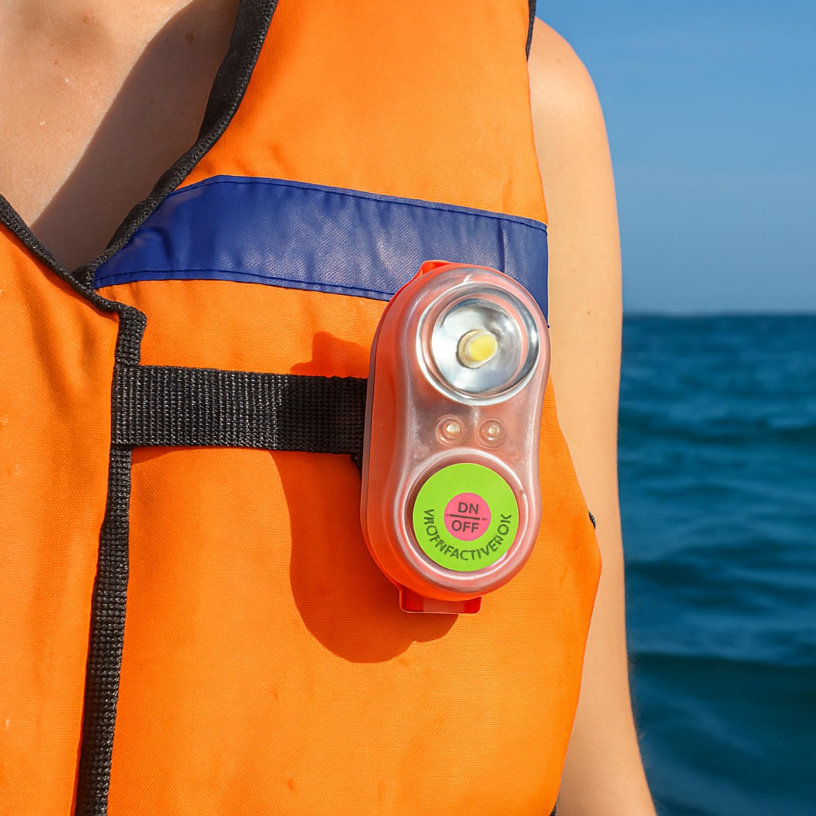 Schwimmwesten-Lichtlampe, Schwimmwesten-Blitzlicht für Überbord-Überlebensweste, LED-Meerwasser-Selbstbeleuchtung, Lebensrettende Taschenlampe, Auffällige Attract-Lichtlampe(Orange)