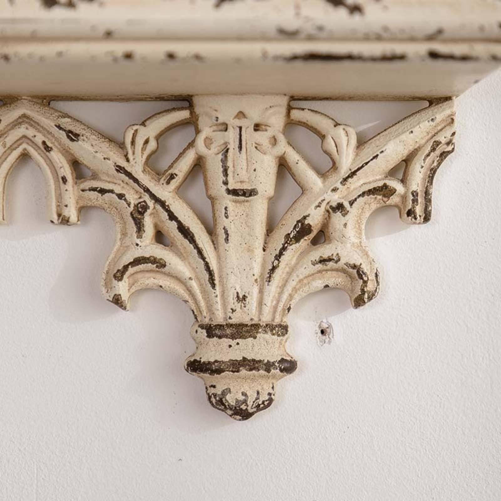 Mensola Stile Francese Mensola da Parete Scaffale Ripiano Console Vintage con Dettagli Scolpiti E Aspetto Invecchiato Materiale Magnesite E Legno per, Grande